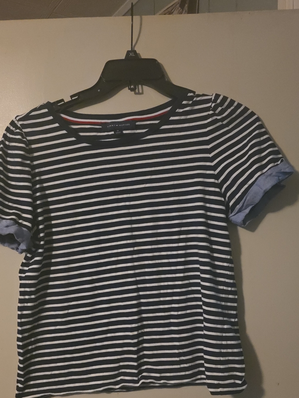 Tommy Hilfiger Navy & White Striped Short Sleeve Tee